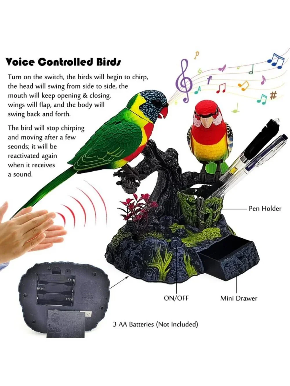 Realistic Electronic Parrot Toy - Moving, Chirping Bird Decor for Kids & Home